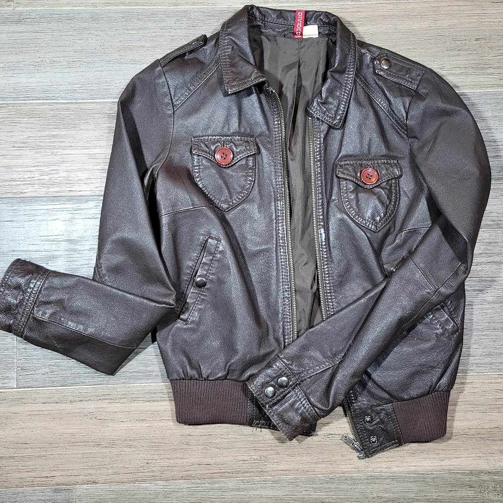 Leather bomber jacket - size 6 (ladies)